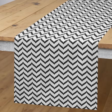 ABAKUHAUS Visgraat-tafelloper – Grijs/Wit – 40x180 cm