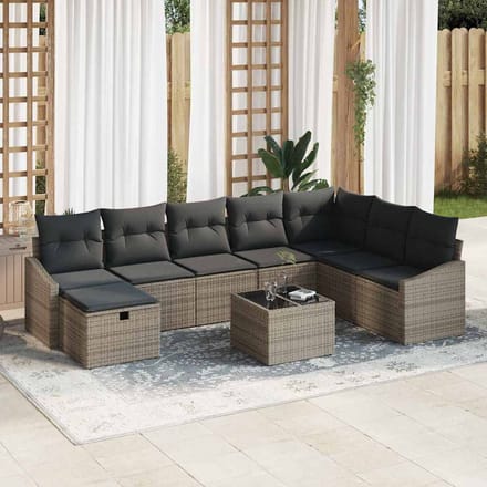 vidaXL - Bankstel - 8 - st - poly - rattan