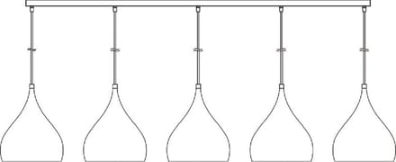 Losse opbouw basis voor pendels 5x, zwart, 180cm