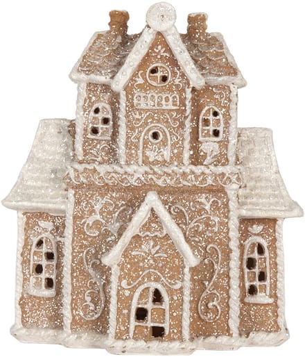 Clayre & Eef Gingerbread house met LED 18x9x20 cm Bruin Kunststof