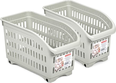 Plasticforte opberg Trolley Container - 2x - beige - L30 x B15 x H18 cm - kunststof