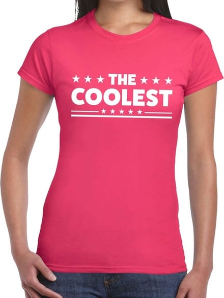 The Coolest tekst t-shirt roze dames - dames shirt The Coolest M