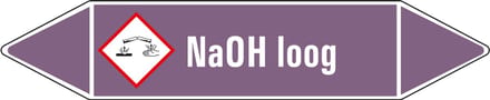 NaOH loog leidingmarkering op vel - basen 252 x 52 mm - 3 per vel