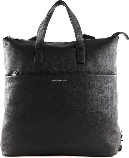 MANDARINA DUCK Leren Rugzak met laptopvak Mellow Urban Backpack Nero Zwart