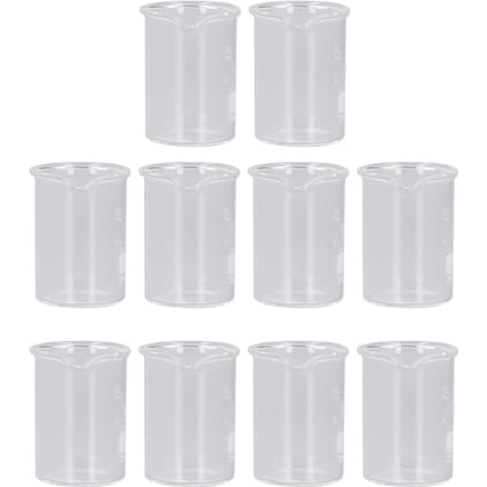 10 STuks Glazen Beker Set Experimentele Maatbeker met Schaal Lesmateriaal 25 ml Inhoud white