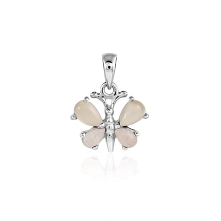 SilverGems Zilveren vlinder hanger met Rozenkwarts edelstenen