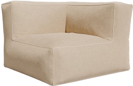 Vente-unique Modulaire hoekbank met poef in beige ribfluweel NOUMARA