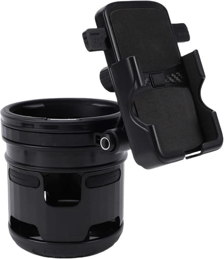 Kinderwagen Bekerhouder - Telefoonhouder - Onderweg Boodschappen - Dubbele Functionaliteit - 23-40 Mm - Zwart