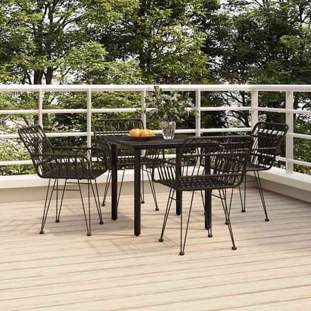 vidaXL - 5-delige - Tuinset - poly - rattan - zwart