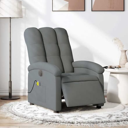 vidaXL - Massagestoel - elektrisch - verstelbaar - stof - donkergrijs
