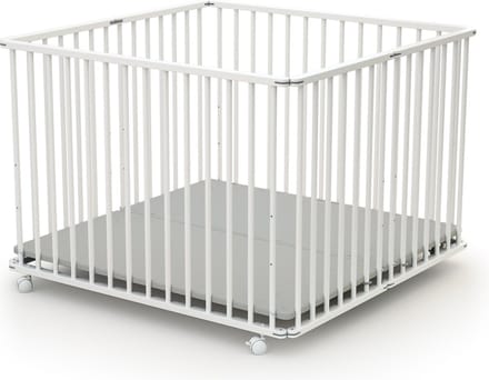 WEBABY Houten opvouwbare kinderbox CALI Wit 100 x 100 cm