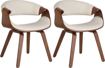 CLP Foley Set van 2 eetkamerstoelen - Met armleuning - Houten frame - eiche/creme Stof