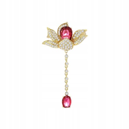 PINETS Gouden Bloem Brosch met Ketting - 14K Verguld