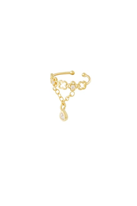Bijoutheek Earcuff Klavers Chain Steentje Goud