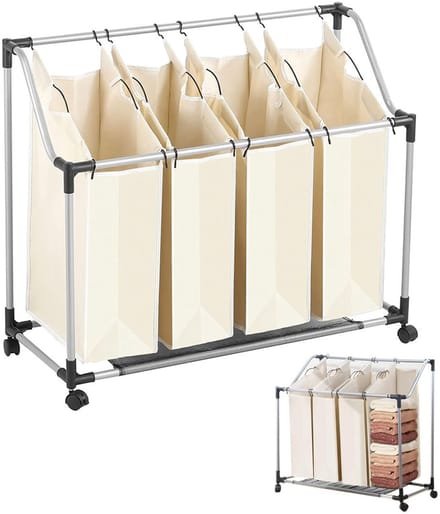 VELTRR® Wassorteerder 4 Vakken - Wasmand - Beige