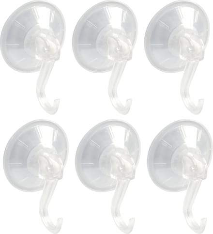 AMIG Ophanghaken met zuignap - 6x - kunststof - transparant - diameter 4,5 cm