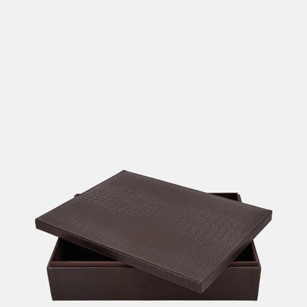 Chamada Maria leren opbergbox rechthoek croco large donkerbruin
