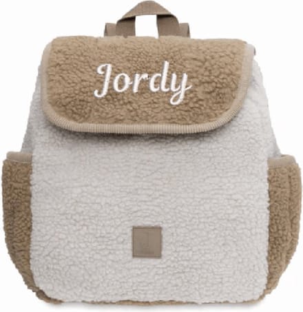 Jollein Rugtasje Colourblock - Naturel Met geborduurde naam