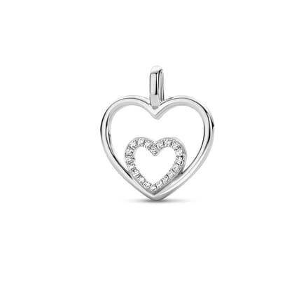 Zilver Gerhodineerde Hanger hart zirkonia 1333967