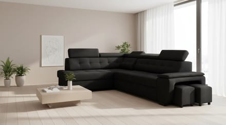 Luxe Uitschuifbare Slaapbank – Zwart – 277x180x100 cm – Industrohome