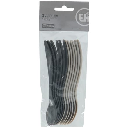 Excellent Houseware lepelset 12 stuks 3 kleuren