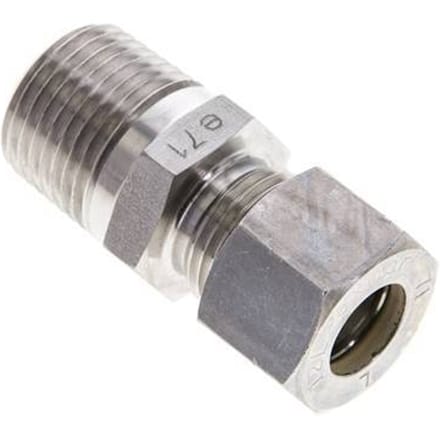 1/2'' NPT Buitendraad x 12L RVS Rechte Knelfitting 315 Bar DIN 2353 - FL2S-MO-ST-012N-12-L