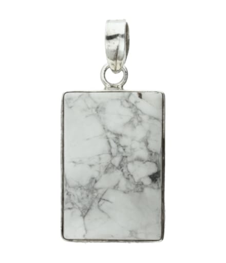 Zilveren Howliet edelsteen rechthoek groot hanger