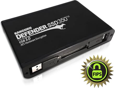 Kanguru – Defender SSD350 – 1 TB – FIPS 140-2 - USB 3.2 – Hardware Encrypted Solid State Drive – Zwart