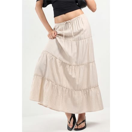 Hooggewaisted Textured A-Line Maxi Rok