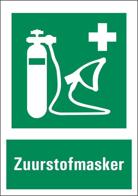 Zuurstofmasker sticker met teskt 148 x 210 mm