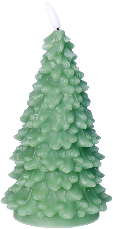 Anna's Collection LED kerstboom kaars - groen - 20 cm - kerstkaars - kerstdiner kaarsen