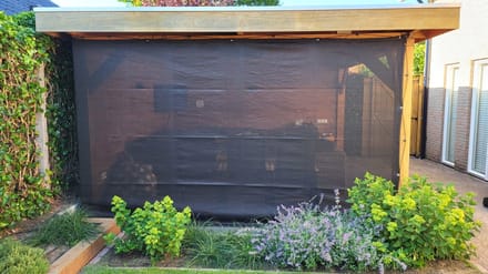 verandadoek - zwart - 450 x 225cm - inclusief zeilogen - HDPE - 180 gram - overkapping