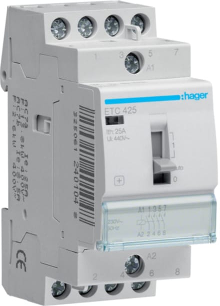 Hager - Contactor D/N 4X25A 230V 4NO - ETC425