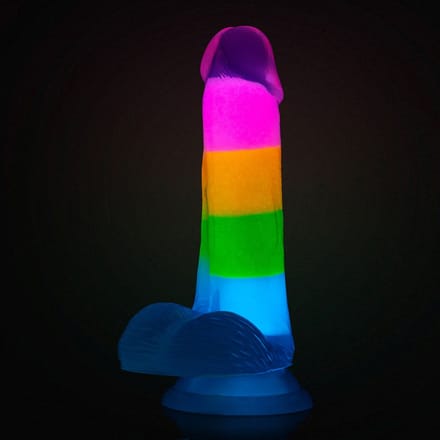 Blush Neo elite glow-in-dark Rainbow Rave 6.5 inch siliconen Dual Density dildo Multicolored - 16.5 cm
