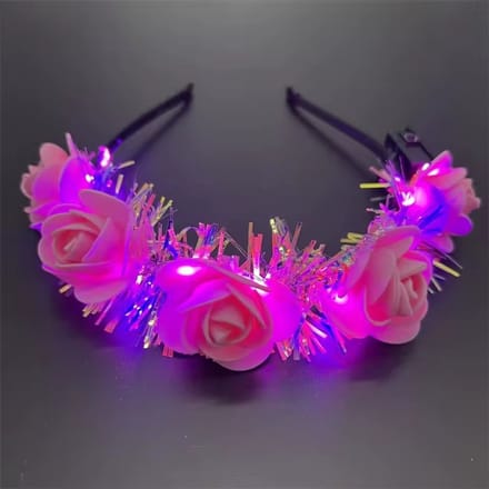 Bloemen Haarband met Lichtjes - Roze - Sfeervolle Haaraccessoire voor Festivals & Feestjes