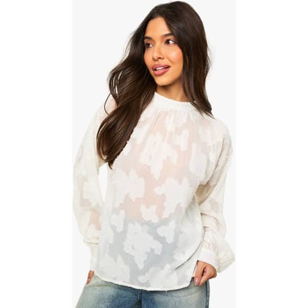 boohoo Dames Burnout Bloemige Geplooide Blouse | Ivory | Maat: 8