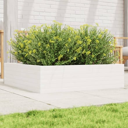 vidaXL - Plantenbak - 90x90x23 - cm - massief - grenenhout - wit