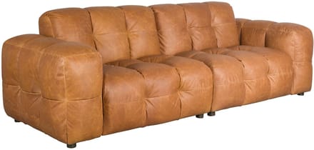 Dutchbone Hackman 3-zitsbank Leer Cognac Bruin