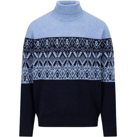 Fynch-Hatton Trui Rollneck Lambswool Fair Isle Navy / male