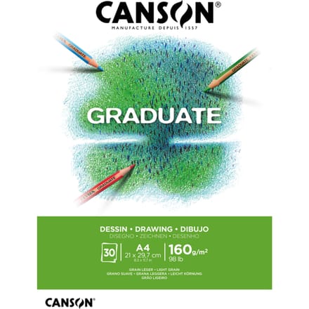 Tekenpapier Canson Graduate Drawing 30vel 160gr A4 helderwit