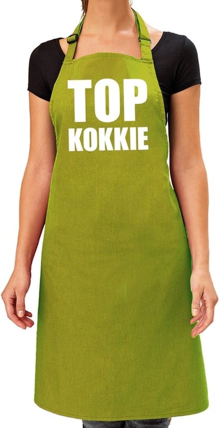Top kokkie barbeque schort / keukenschort lime groen voor dames - bbq schorten