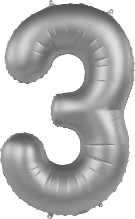 Folat - Folieballon Cijfer 3 Moonlight Silver - 86 cm