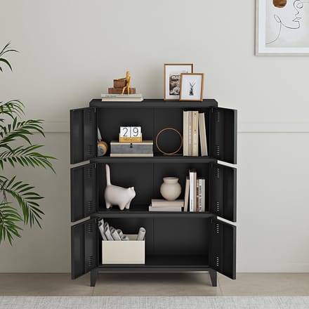 Bureaukast Hamina 113x80x40 cm staal zwart