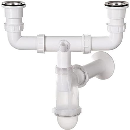 Siphon de Lavabo Double Transparent + Raccord Lave-Vaisselle