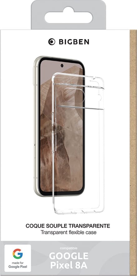 Bigben Connected, Hoesje geschikt voor Google Pixel 8a - Flexibel SiliSoft MFG Anti-Vergeling, Transparant