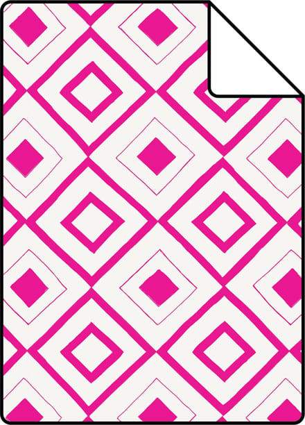 Proefstaal ESTAhome behang ruiten fuchsia roze - 26.5 x 21 cm - 138862-S