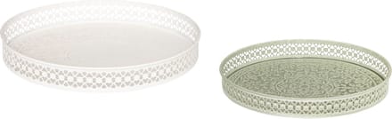 Atmosphera Dienbladen/Plateau's - Set van 2 stuks - Ø32xH4cm - Groen/Wit