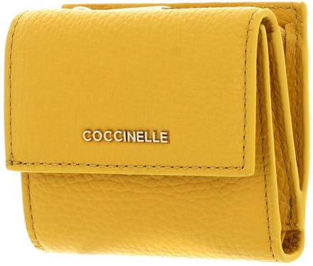 COCCINELLE Leren Portemonnee Metallic Soft Wallet Grained Leather Soleado Geel