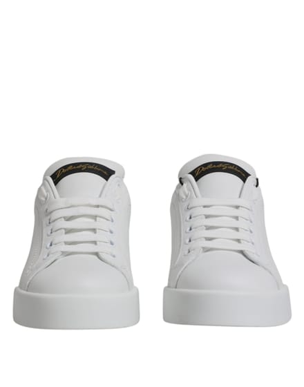 Dolce & Gabbana Witte Leren Klassieke Lage Sneakers Schoenen