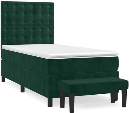 vidaXL - Boxspring - met - matras - fluweel - donkergroen - 80x200 - cm